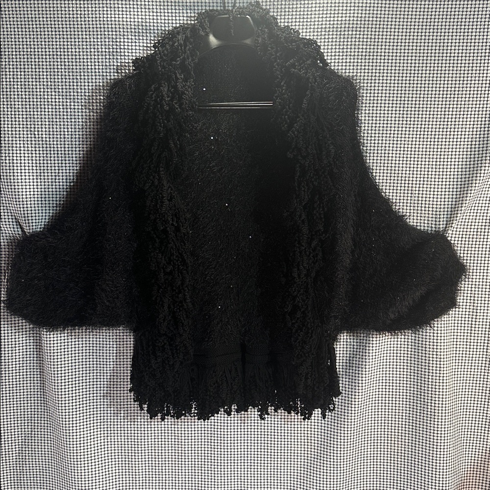 SALONI Black Textured Knit Cardigan